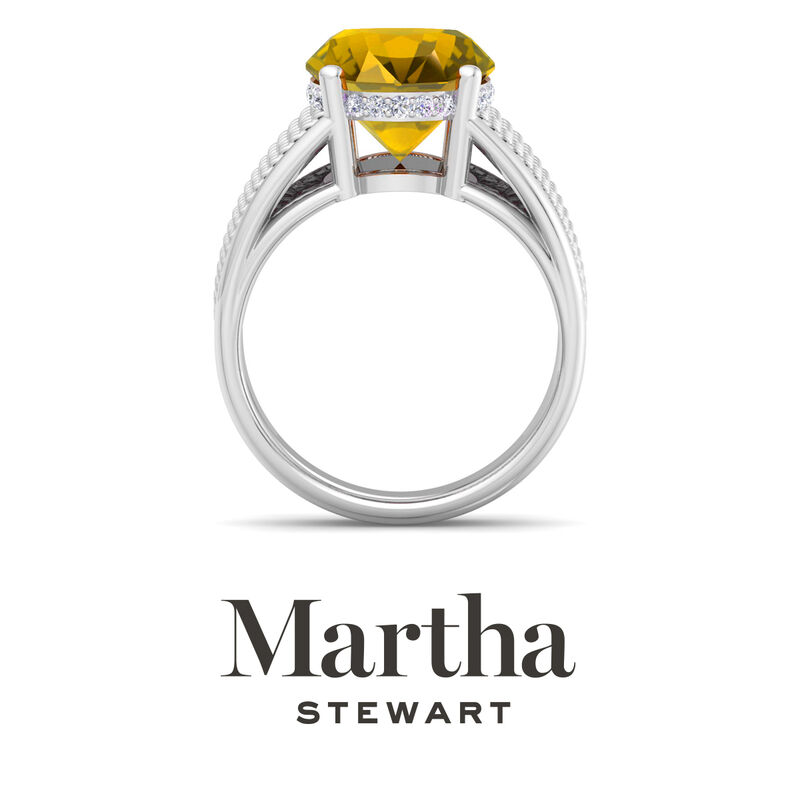 Martha Stewart 6 3/4ctw. Oval Citrine & Lab Grown Diamond Hidden Halo Ring In Sterling Silver image number null